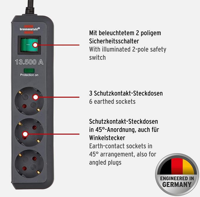 Brennenstuhl Eco Line A Berspannungsschutz Steckdose Fach F R