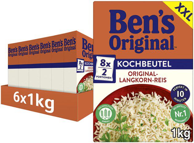 6Kg 48 X 125g Ben S Original Langkorn Reis Im Kochbeutel Ab 14 17