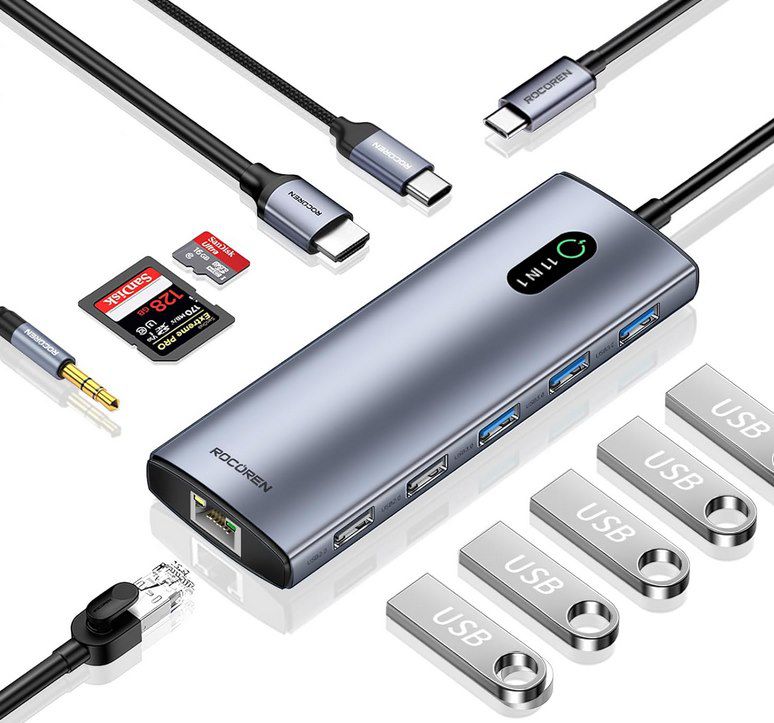 Rocoren USB C 11in1 Docking Station mit 100W PD für 22 94 statt 40