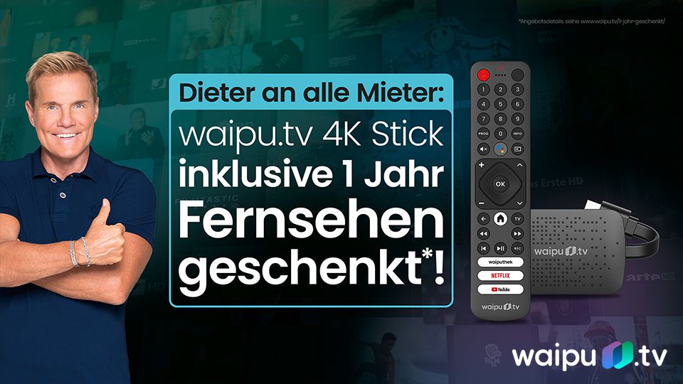 12 Monate waipu tv mit Pay TV inkl 4K Stick für einmalig 59 99