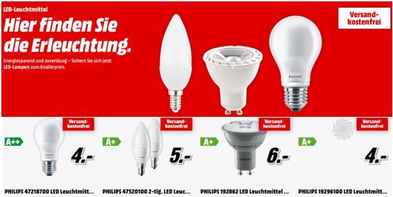MüllerLicht und Philips   günstige LED Leuchtmittel bei Media Markt