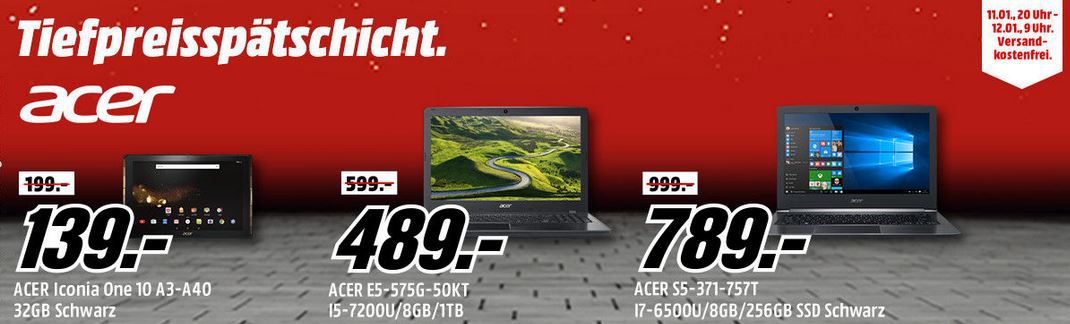 Media Markt Acer Tiefpreisspätschicht   15,6 Notebook ACER Aspire E 15 für 679€
