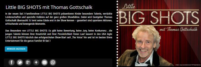 Freikarten für “Little Big Shots” mit Thomas Gottschalk an verschiedenen Terminen im Februar