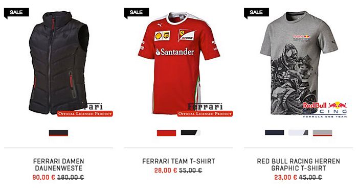 TOP! Motorsport Sale bei Puma + 20% Gutschein   z.B. Ferrari Poloshirt für 37€ (statt 73€)