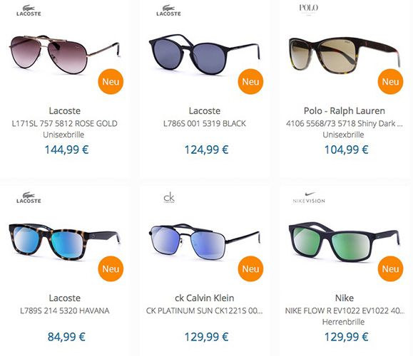 15% beim netzoptiker   z.B. Lacoste Elegant L789S Sonnenbrille für 72€ (statt 79€)
