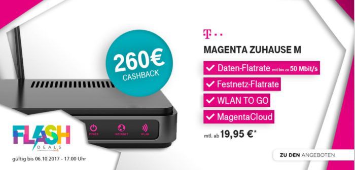 Telekom Magenta DSL und Festnetz Flatrate + weltweit Hotspot dank Cashback ab 18,29€ mtl.