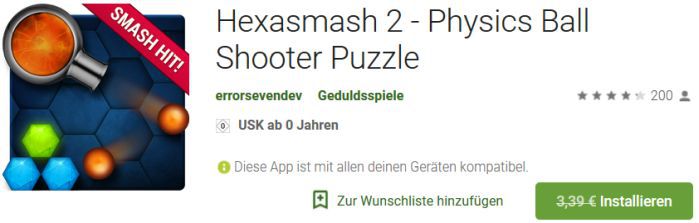 Hexasmash 2 (Android) gratis statt 3,39€