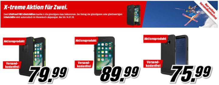 Lifeproof Cover für iPhone 7 + 8 Plus, iPhone 8 Samsung S8: 2 für 1 Multibuy ab 75,99€