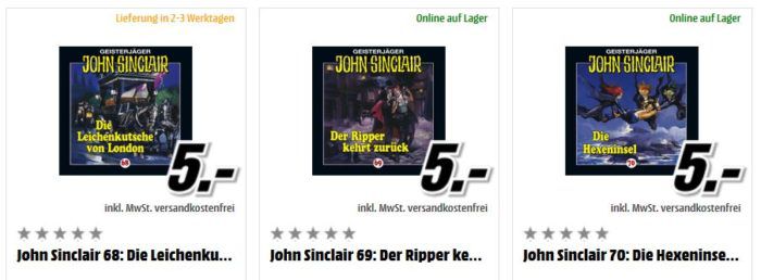 John Sinclair Geisterjäger   Hörbücher für je 5€