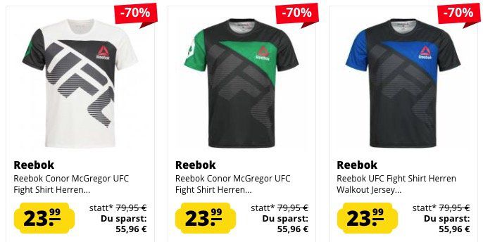 Reebok UFC Sale - z.B. Conor McGregor UFC Fight Shirt für 23,99€ (statt 29€)