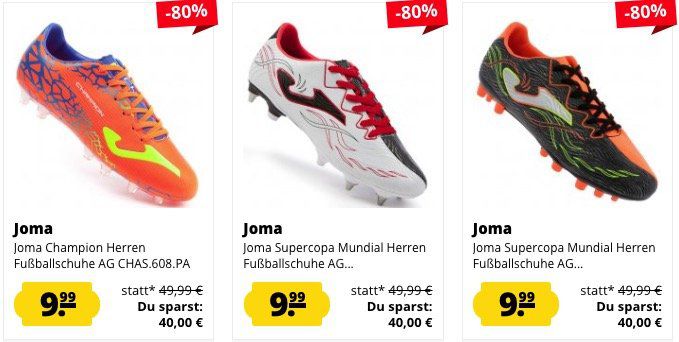 Joma Herren Fußballschuhe für je 9,99€ zzgl. VSK