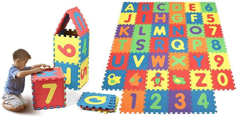 INTEY Puzzlematte mit Buchstaben, Zahlen & Tieren für 19,79€ (statt 33€)
