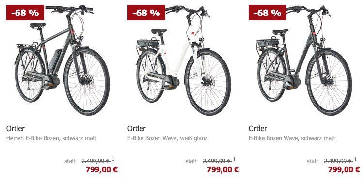 Vorbei! (Preisfehler?) Ortler Bozen Damen E Bike mit unterschiedlicher Rahmenhöhe für 799€ (statt 1.799€)