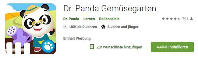 Android/iOS: Dr. Panda Gemüsegarten kostenlos (statt 4,49€)