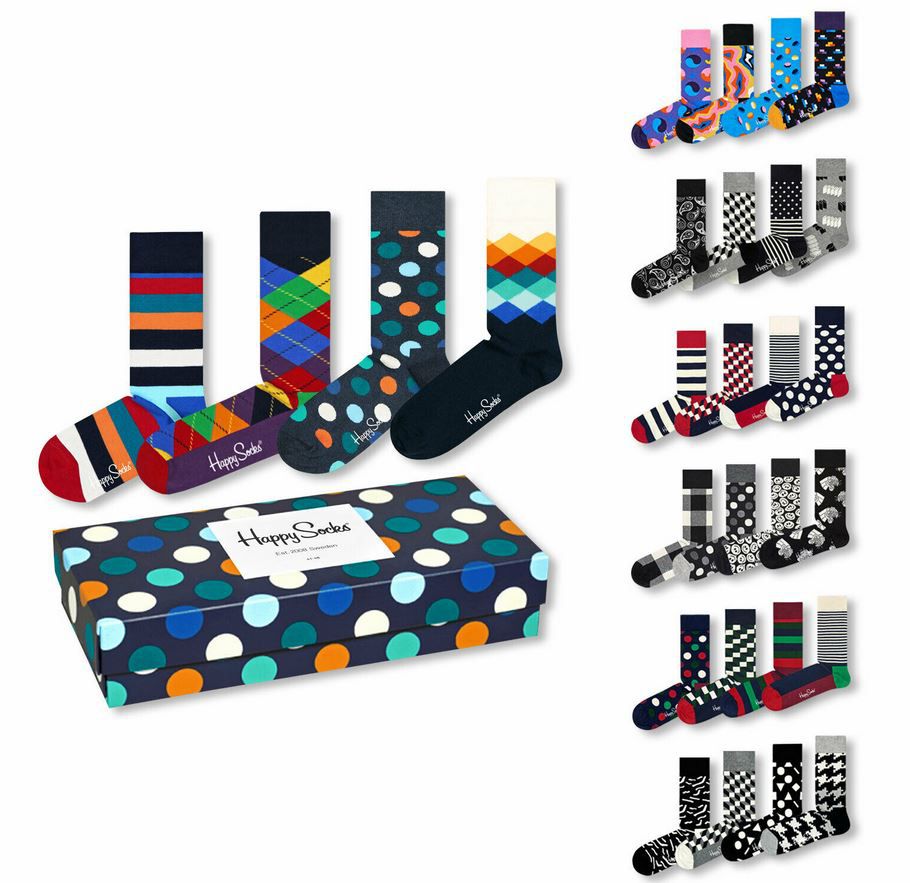 Happy Socks 4 Paar Unisex Socken in Geschenkbox für 24,99€ (statt 36€)