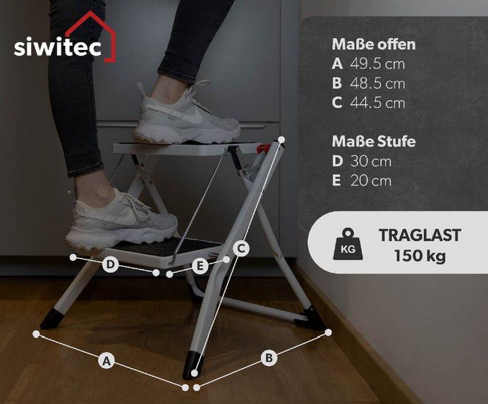 Siwitec Trittleiter Weiß oder Anthrazit 2 stufig für 19,90€ (statt 26€)