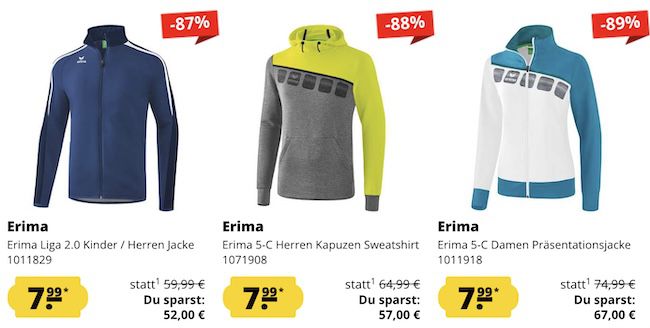 Erima Fixpreis Sale   ALLES für 7,99€ + VSK