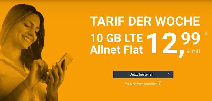 يمكن إلغاء سعر winSIM o2 Allnet الثابت مع LTE 10GB الغامق مقابل 12.99 يورو شهريًا