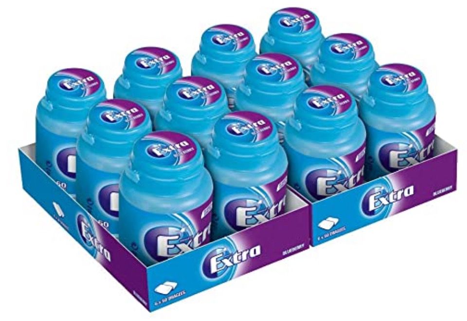 2 Dosen Extra Kaugummi Blueberry zuckerfrei (12x 50 Dragees) ab 16,47€   im Sparabo nur 1,37€ pro Dose