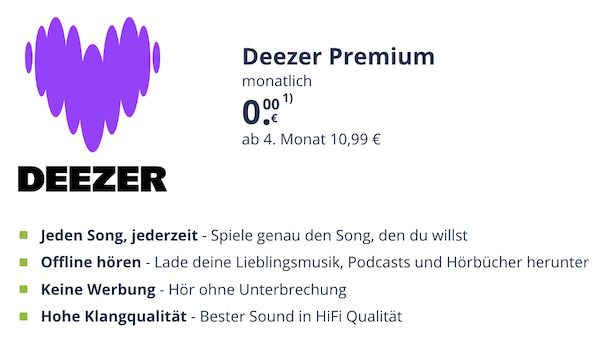 🎶 3 Monate DEEZER Premium GRATIS   nur Neukunden