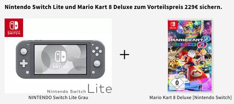 Nintendo Switch Lite inklusive Mario Kart 219€ ab Deluxe 239€) (statt 8