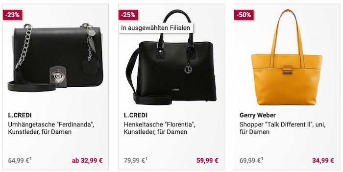 Galeria: 25% Extra Rabatt auf viele bereits stark reduzierte Taschen   z.B. Calvin Klein Shopper für 67,49€ (statt 94€)
