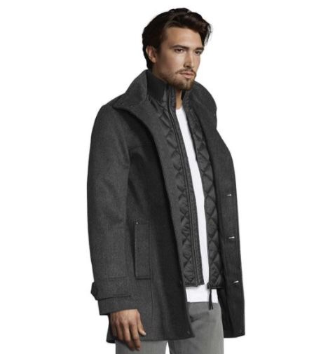 Tom Tailor Wollmantel mit gesteppter Unterjacke in Dark Grey für 44,99€ (statt 82€)   nur XXL, XXXL