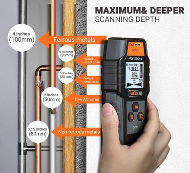 Tacklife DMS05 Ortungsgerät für Leitungen, Holz, Metal & Feuchtigkeit für 19,99€ (statt 33€)