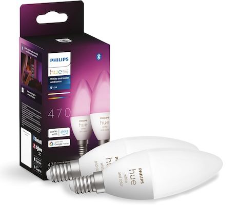 💡2er Pack Philips Hue White and Color Ambiance E14 LED Kerze für 66€ (statt 78€)