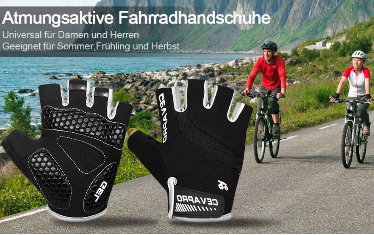 Cevapro atmungsaktive Fahrrad  u. Sporthandschuhe für 8,49€ (statt 17€)   Prime