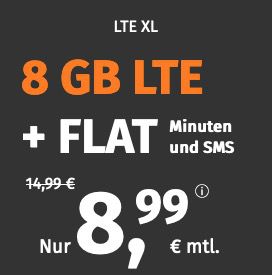 PremiumSIM o2 Allnet Flat mit 8GB LTE für 8,99€ (statt 15€) mtl.   auch ohne Laufzeit