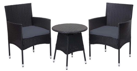 Mendler HWC G27 Poly Rattan Sitzgarnitur Balkonset (2x Sessel + Tisch + Kissen) für 122,99€ (statt 171€)