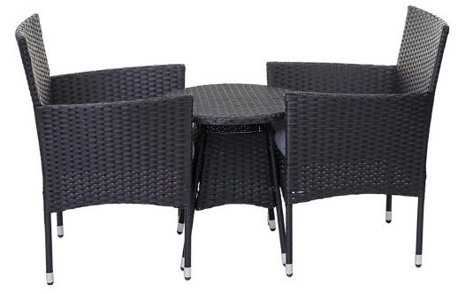 Mendler HWC G27 Poly Rattan Sitzgarnitur Balkonset (2x Sessel + Tisch + Kissen) für 122,99€ (statt 171€)