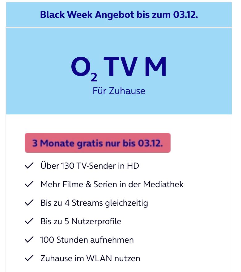 o2 Kunden: 3 Monate o2 TV M inkl. RTL+ Premium GRATIS