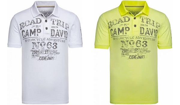 Camp David Poloshirt aus Flammgarn mit Used Prints in drei Farben für 36,95€ (statt 70€)