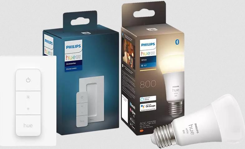 PHILIPS White E27 LED Lampe 800lm 60W inkl. Philips Hue Dimmschalter für 19,98€ (statt 25€)