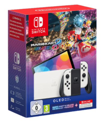 Nintendo Switch OLED Mario Kart Deluxe 8 + Vodafone 30GB 5G/LTE für 19,99€ mtl. + 30€ Amazon Gutschein