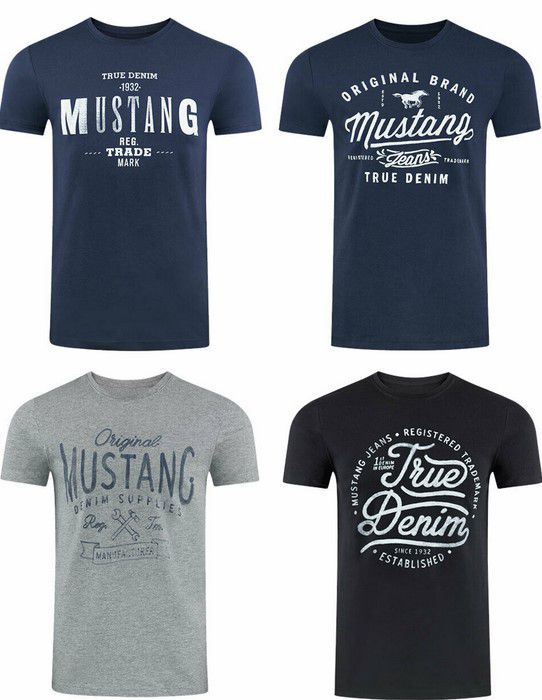 4x Mustang Herren Logo Print T Shirt für 37,59€ (statt 65€)   bis 6XL!