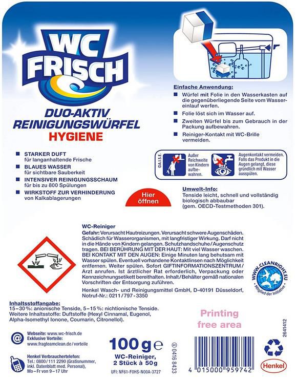 4x WC FRISCH Duo-Aktiv Reinigungswürfel für Wasserkästen ab 8,54