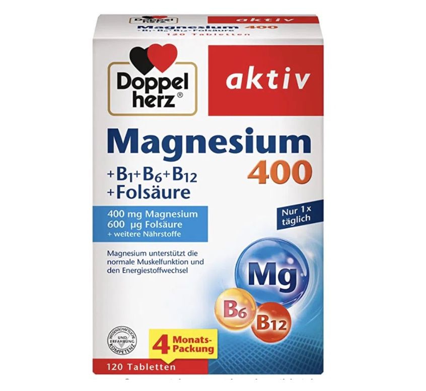 💊 120er Pack Doppelherz Magnesium 400 + B1 + B6 + B12 + Folsäure ab 8,51€ (statt 13€)