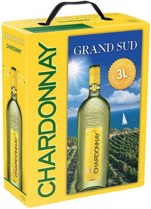 3 Liter Grand Sud Chardonnay, Trockener Weißwein Bag in Box ab 7,49€ (statt  11€) - Prime Sparabo