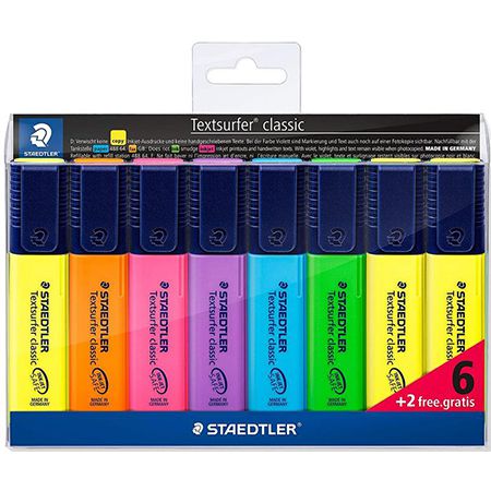 Staedtler Classic 364 A WP8 Textsurfer, Set mit 8 Textmarkern ab 5,99€ (statt 9€)