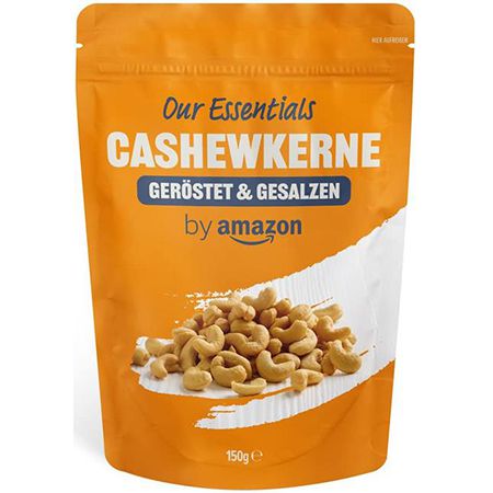 4 x 150g Amazon Essentials Cashewkerne geröstet & gesalzen ab 6,88€