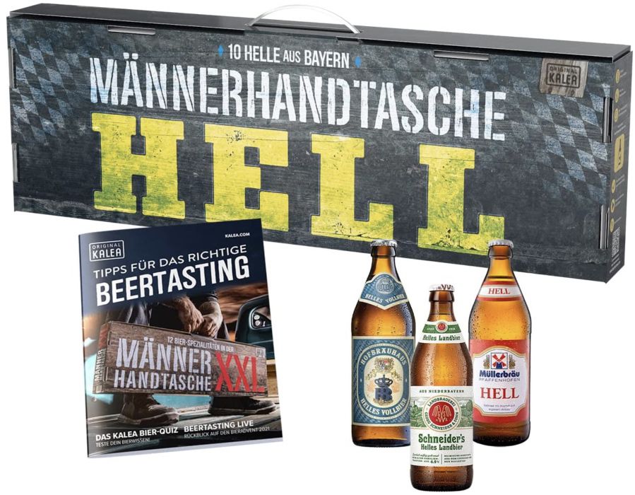🍻 Kalea Männerhandtasche mit 10 x 0,5l bayrischem Hellem Bier für 23,99€ (statt 33€)