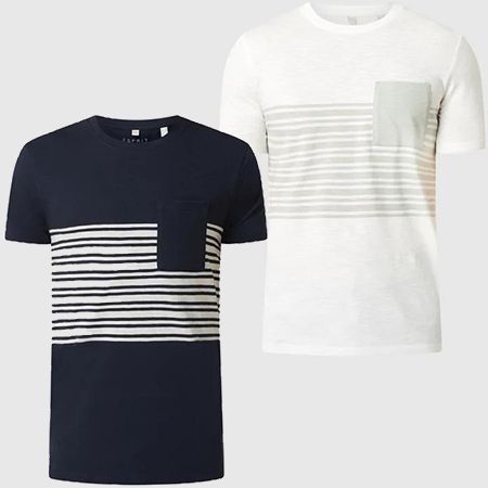 Esprit Herren T Shirt mit Streifenmuster in zwei Farben für je 10,19€ (statt 20€)