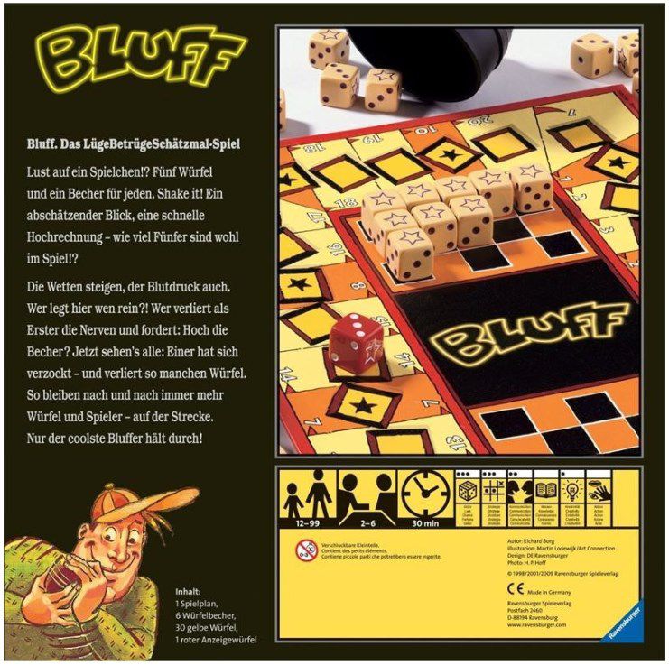 Ravensburger 27223   Bluff Würfelspiel für 2 6 Spieler für 24,99€ (statt 29€)