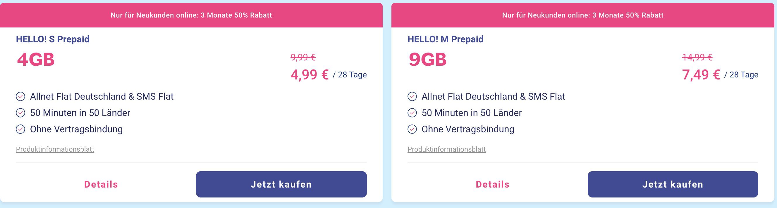 Netz z.B. o2 Prepaid-Tarife 50% 9GB mit 7,49€ LTE - Lebara Rabatt Allnet-Flat im auf