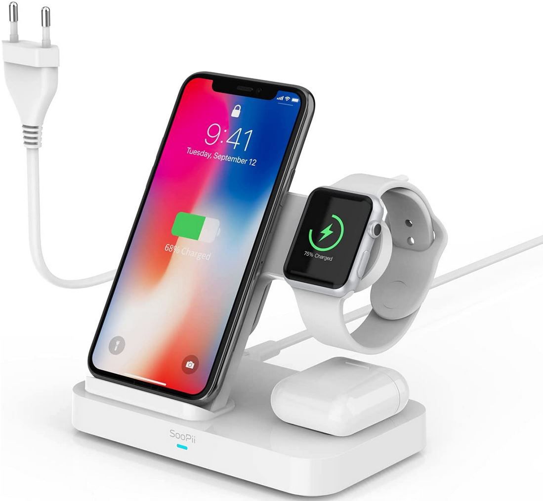 SooPii 4 in 1 Wireless Charging Station mit QC 3.0 für 23,99€ (statt 40€)