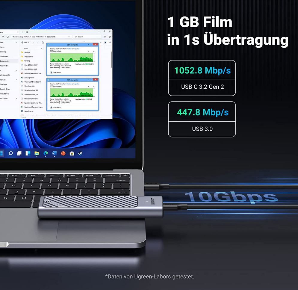 UGREEN M.2 NVMe SATA SSD Gehäuse mit USB 3.2 Gen 2 für 24,22€ (statt 36€)