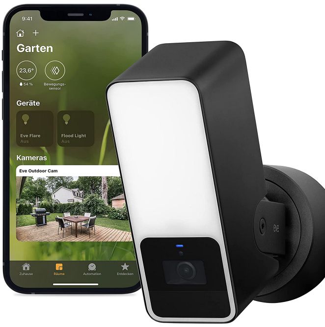 Eve Outdoor Cam – Smarte 1080p Außenkamera mit Flutlicht für 185€ (statt 223€)